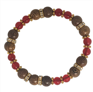 Red and wood yoga bracelet