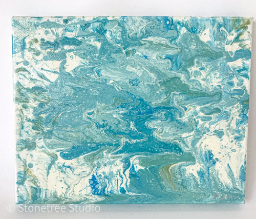 Turquoise blue and green abstract painting