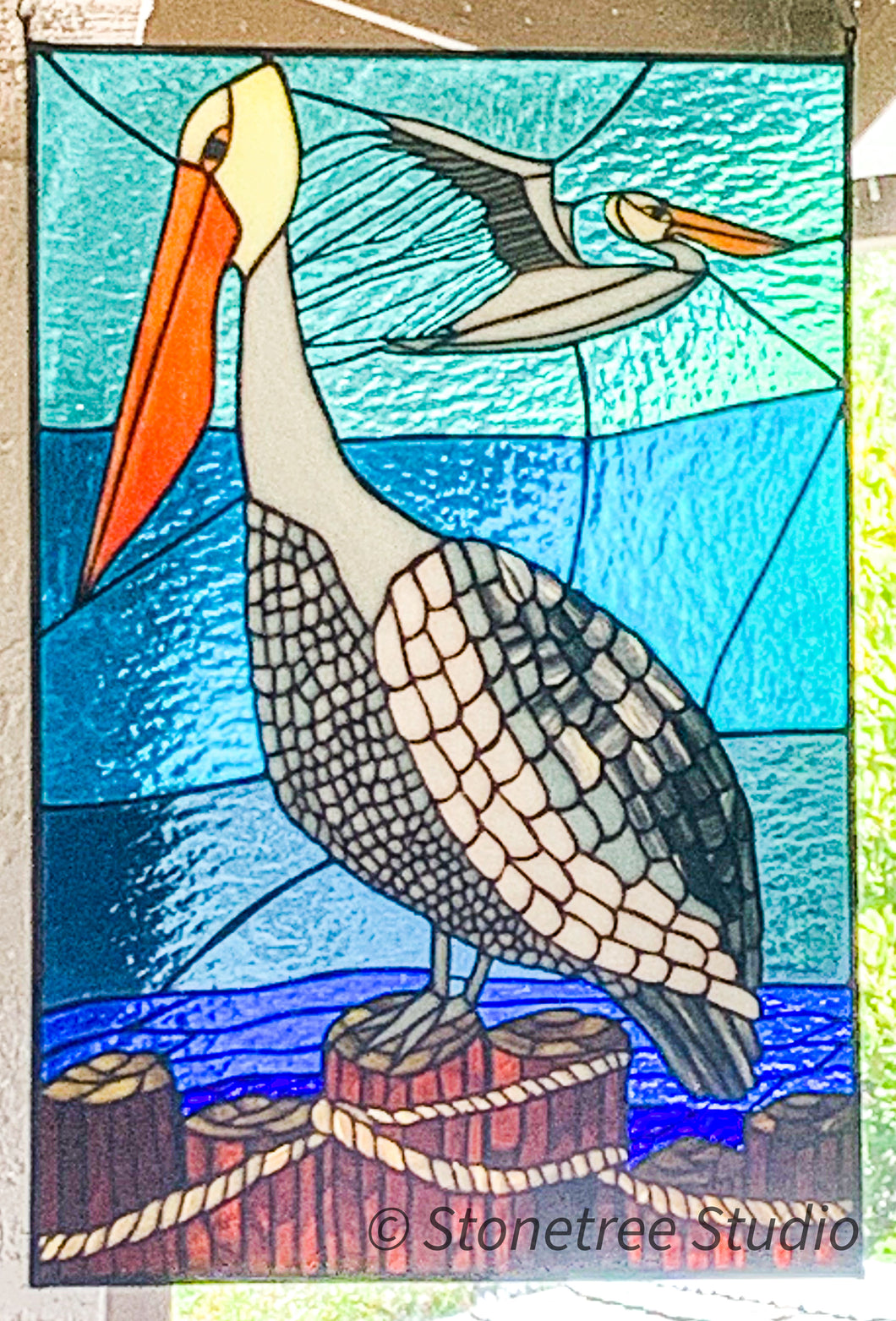 Pelican Stained Glass Panel