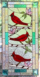 Colorful Cardinals Stained Glass