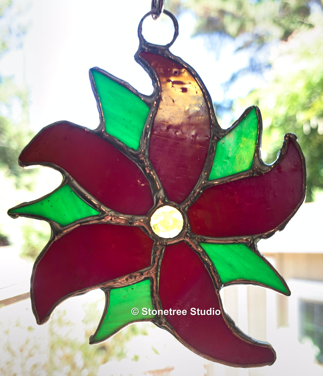 Poinsettia Wreath Suncatcher/Ornament