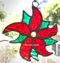 Load image into Gallery viewer, Poinsettia Wreath Suncatcher/Ornament
