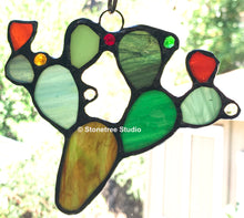 Load image into Gallery viewer, Prickly Pear Cactus Stained Glass Suncatcher/Ornament (with variations)
