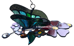 Butterfly on a Blooming Branch Suncatcher