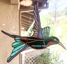 Load image into Gallery viewer, Hummingbird Stained Glass Suncatcher
