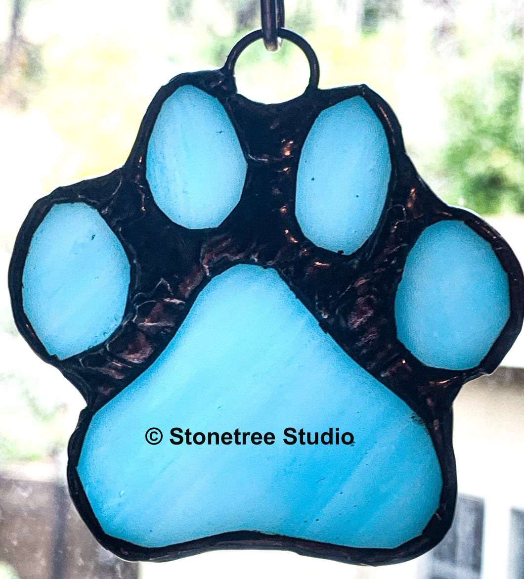 Puppy Paws Stained Glass Suncatcher/Ornament (with variations)