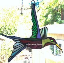 Load image into Gallery viewer, Hummingbird Stained Glass Suncatcher
