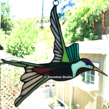 Load image into Gallery viewer, Hummingbird Stained Glass Suncatcher
