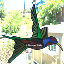 Load image into Gallery viewer, Hummingbird Stained Glass Suncatcher
