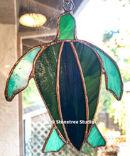 Load image into Gallery viewer, Stained Glass Sea Turtle Suncatcher
