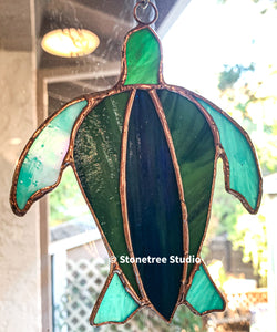 Stained Glass Sea Turtle Suncatcher