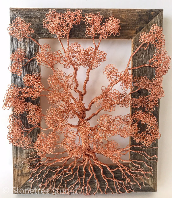 copper tree on frame