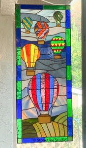 hot air balloon stained glass panel