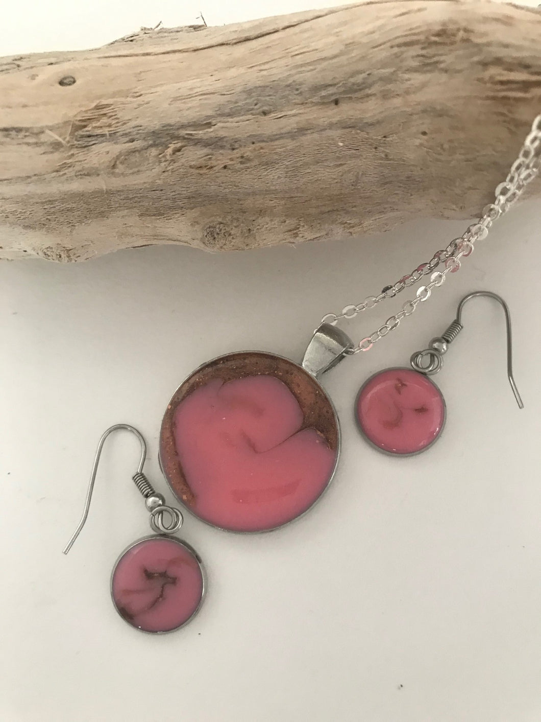 Wildflower Pink Necklace and Earrings Set