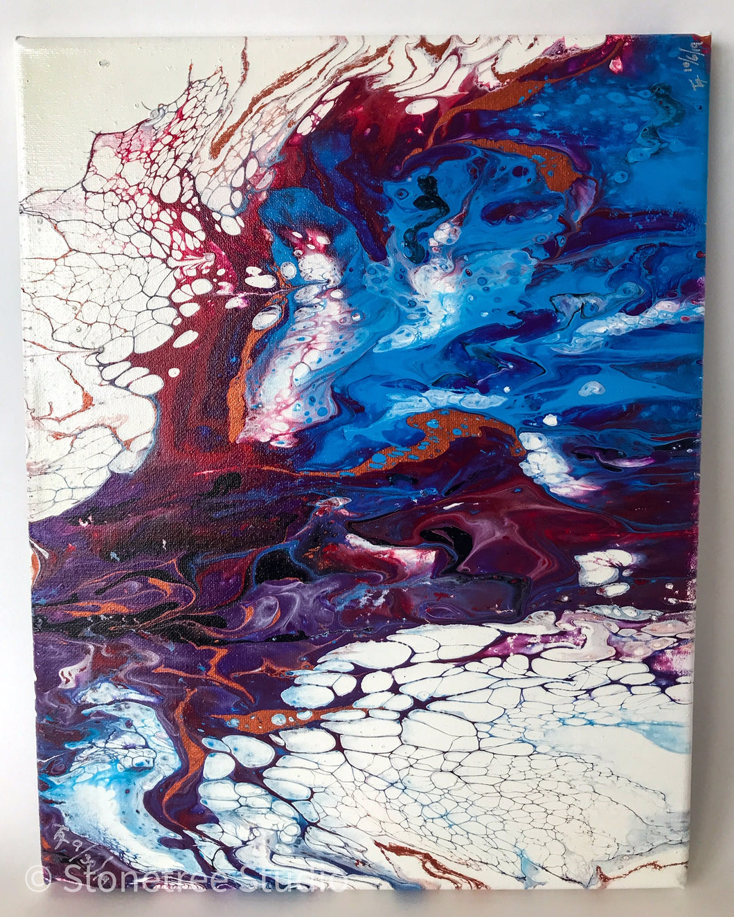 blue purple white abstract painting