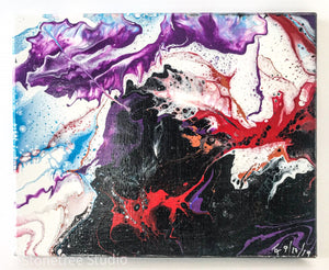 Black purple and red abstract painting