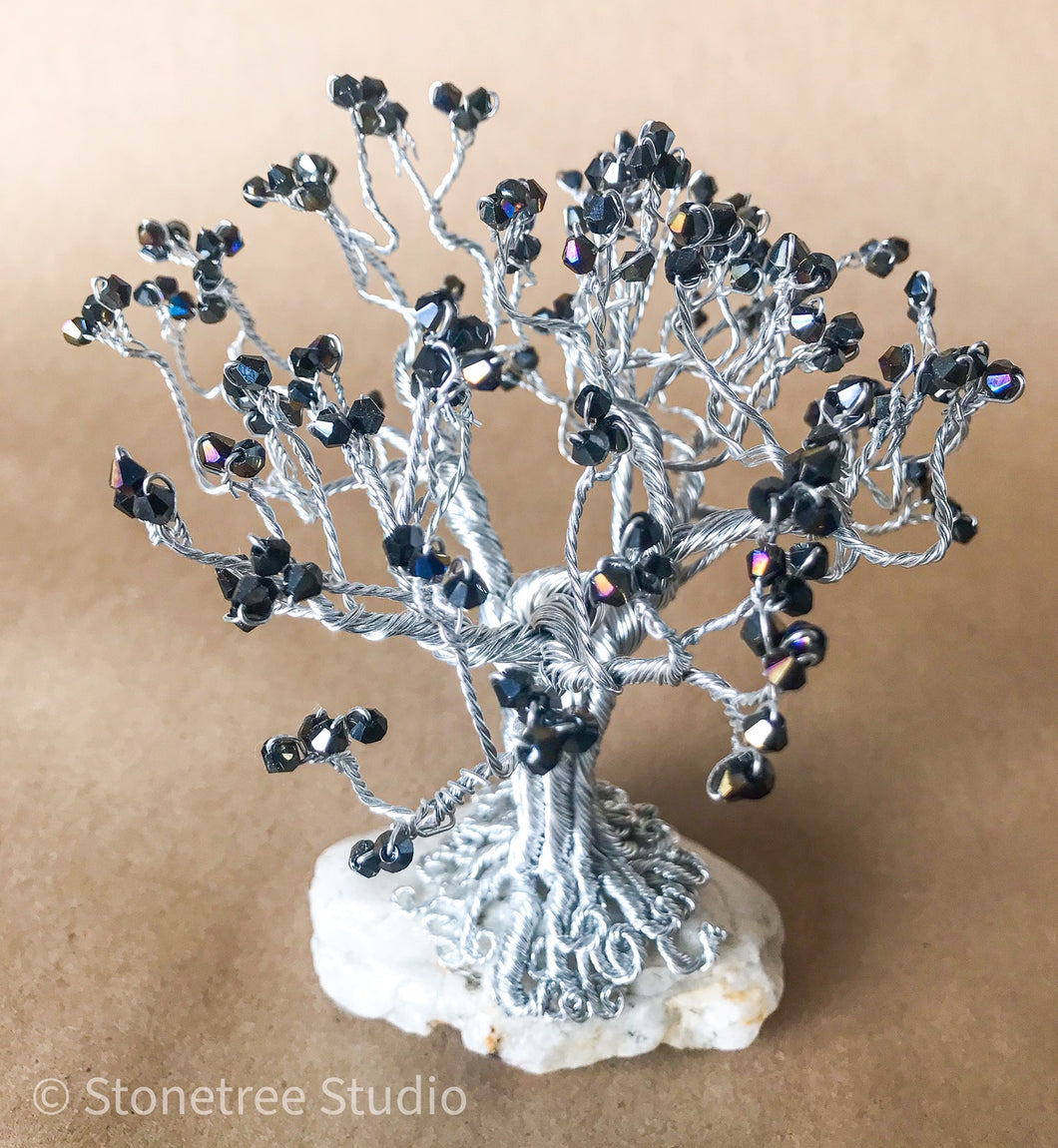 tree sculpture black crystals