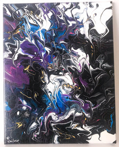 Abstract in black white purple and blue